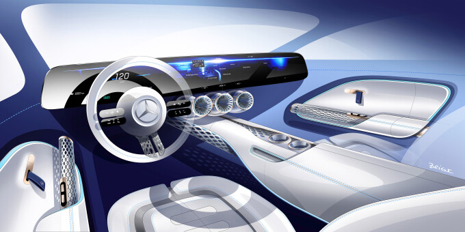 Mercedes-Benz VISION EQXX, Design, Skizze, Interieur Mercedes-Benz VISION EQXX, design sketch interi