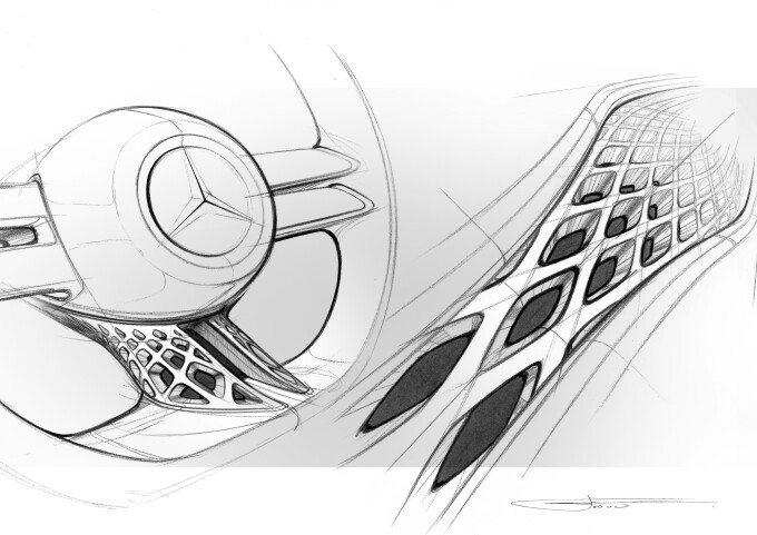 Mercedes-Benz VISION EQXX, Design, Skizze, Interieur  Mercedes-Benz VISION EQXX, design sketch inter