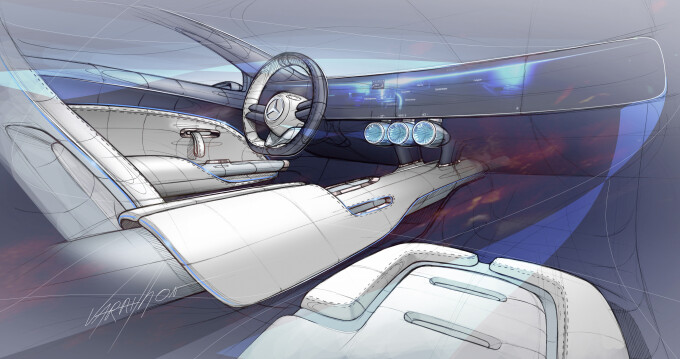 Mercedes-Benz VISION EQXX, Design, Skizze, Interieur Mercedes-Benz VISION EQXX, design sketch interi