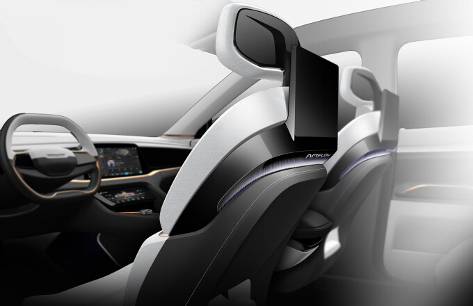 Chrysler Airflow Concept seatback design sketch.