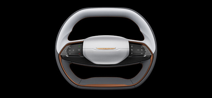 Chrysler Airflow Concept steering wheel design sketch.
