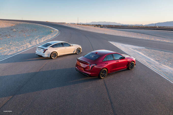2022 Cadillac CT5-V Blackwing (left) and CT4-V Blackwing (right).