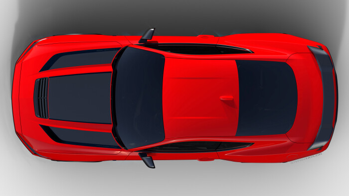Underscoring the shadowy, muscular physique of the Mustang Dark Horse, available hand-painted graphics create a cohesive visual language throughout the vehicle and artfully accentuate its performance.Preproduction computer-generated images shown.
