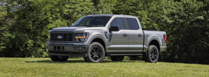 2024 Ford F-150 preproduction model shown with optional equipment. Available early 2024. Actual production vehicle may vary. Professional driver on closed course. Always consult the Owners Manual before off-road driving, know your terrain and trail difficult, and use appropriate safety gear.