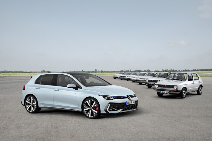 Eight generations of the Golf  50 years of success and more than 37 million built.